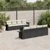Image de vidaXL Salon de jardin 9 pcs avec coussins noir résine tressée