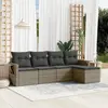 Image de vidaXL Salon de jardin 5 pcs avec coussins gris résine tressée
