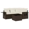 Image de vidaXL Salon de Jardin avec Coussins 5 pcs, Canapés de Terrasse, Ensemble de Meubles de Patio, Mobilier d'Extérieur, Marron Résine Tressée