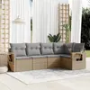 Image de vidaXL Salon de jardin avec coussins 5 pcs beige résine tressée