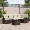 Image de vidaXL Salon de jardin avec coussins 6 pcs marron résine tressée