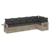 Image de vidaXL Salon de Jardin avec Coussins 6 pcs, Canapés de Terrasse, Ensemble de Meubles de Patio, Mobilier d'Extérieur, Gris Clair Résine Tressée