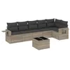 Image de vidaXL Salon de Jardin avec Coussins 7 pcs, Canapés de Terrasse, Ensemble de Meubles de Patio, Mobilier d'Extérieur, Gris Clair Résine Tressée
