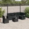 Image de vidaXL Salon de jardin 7 pcs avec coussins noir résine tressée