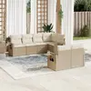 Image de vidaXL Salon de jardin avec coussins 7 pcs beige résine tressée