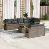 Image de vidaXL Salon de jardin 9 pcs avec coussins gris résine tressée