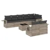 Image de vidaXL Salon de Jardin 9 pcs avec Coussins Gris Clair résine tressée