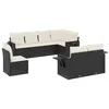 Image de vidaXL Salon de Jardin 8 pcs avec Coussins Noir résine tressée