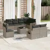 Image de vidaXL Salon de jardin 9 pcs avec coussins gris résine tressée