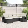 Image de vidaXL Salon de jardin 6 pcs avec coussins noir résine tressée