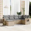 Image de vidaXL Salon de jardin avec coussins 6 pcs beige résine tressée