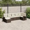 Image de vidaXL Salon de jardin avec coussins 7 pcs marron résine tressée