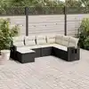 Image de vidaXL Salon de jardin 7 pcs avec coussins noir résine tressée