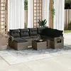 Image de vidaXL Salon de jardin 8 pcs avec coussins gris résine tressée