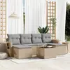 Image de vidaXL Salon de jardin avec coussins 7 pcs beige résine tressée