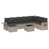 Image de vidaXL Salon de Jardin 9 pcs avec Coussins Gris Clair résine tressée