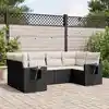 Image de vidaXL Salon de jardin 6 pcs avec coussins noir résine tressée