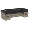 Image de vidaXL Salon de Jardin avec Coussins 7 pcs, Canapés de Terrasse, Ensemble de Meubles de Patio, Mobilier d'Extérieur, Gris Clair Résine Tressée