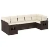 Image de vidaXL Salon de Jardin avec Coussins 7 pcs, Canapés de Terrasse, Ensemble de Meubles de Patio, Mobilier d'Extérieur, Marron Résine Tressée