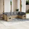 Image de vidaXL Salon de jardin avec coussins 9 pcs beige résine tressée