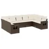 Image de vidaXL Salon de Jardin avec Coussins 9 pcs, Canapés de Terrasse, Ensemble de Meubles de Patio, Mobilier d'Extérieur, Marron Résine Tressée