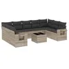 Image de vidaXL Salon de Jardin avec Coussins 10 pcs, Canapés de Terrasse, Ensemble de Meubles de Patio, Mobilier d'Extérieur, Gris Clair Résine Tressée