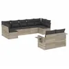 Image de vidaXL Salon de Jardin avec Coussins 9 pcs, Canapés de Terrasse, Ensemble de Meubles de Patio, Mobilier d'Extérieur, Gris Clair Résine Tressée