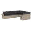 Image de vidaXL Salon de Jardin avec Coussins 9 pcs, Canapés de Terrasse, Ensemble de Meubles de Patio, Mobilier d'Extérieur, Gris Clair Résine Tressée