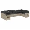 Image de vidaXL Salon de Jardin avec Coussins 10 pcs, Canapés de Terrasse, Ensemble de Meubles de Patio, Mobilier d'Extérieur, Gris Clair Résine Tressée