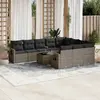 Image de vidaXL Salon de jardin 11 pcs avec coussins gris résine tressée