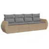 Image de vidaXL Salon de Jardin avec Coussins 4 pcs Beige résine tressée
