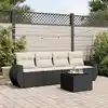 Image de vidaXL Salon de jardin 5 pcs avec coussins noir résine tressée