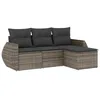 Image de vidaXL Salon de Jardin 4 pcs avec Coussins Gris résine tressée