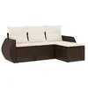 Image de vidaXL Salon de Jardin avec Coussins 4 pcs, Canapés de Terrasse, Ensemble de Meubles de Patio, Mobilier d'Extérieur, Marron Résine Tressée
