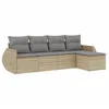 Image de vidaXL Salon de Jardin avec Coussins 5 pcs Beige résine tressée