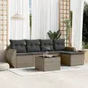 Image de vidaXL Salon de jardin 6 pcs avec coussins gris résine tressée