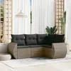 Image de vidaXL Salon de jardin 4 pcs avec coussins gris résine tressée