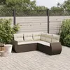 Image de vidaXL Salon de jardin avec coussins 5 pcs marron résine tressée