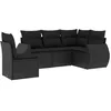Image de vidaXL Salon de Jardin avec Coussins 5 pcs, Canapés de Terrasse, Ensemble de Meubles de Patio, Mobilier d'Extérieur, Noir Résine Tressée