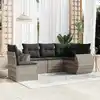 Image de vidaXL Salon de jardin 5 pcs avec coussins gris clair résine tressée