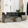Image de vidaXL Salon de jardin 6 pcs avec coussins gris résine tressée