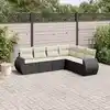 Image de vidaXL Salon de jardin 6 pcs avec coussins noir résine tressée