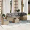 Image de vidaXL Salon de jardin avec coussins 7 pcs beige résine tressée