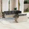 Image de vidaXL Salon de jardin avec coussins 7 pcs gris clair résine tressée