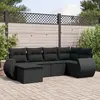 Image de vidaXL Salon de jardin 6 pcs avec coussins noir résine tressée