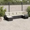 Image de vidaXL Salon de jardin 7 pcs avec coussins noir résine tressée