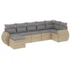 Image de vidaXL Salon de Jardin avec Coussins 7 pcs Beige résine tressée