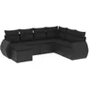 Image de vidaXL Salon de Jardin 7 pcs avec Coussins Noir résine tressée