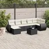 Image de vidaXL Salon de jardin 7 pcs avec coussins noir résine tressée