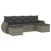 Image de vidaXL Salon de Jardin avec Coussins 6 pcs, Canapés de Terrasse, Ensemble de Meubles de Patio, Mobilier d'Extérieur, Gris Résine Tressée